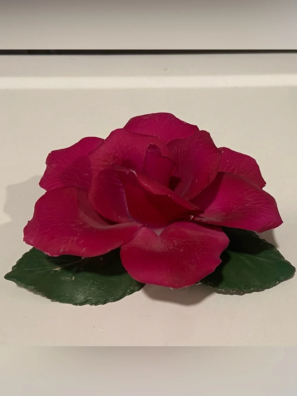 Vintage Capodimonte Rose Accent Flower in Deep Red made in Italy